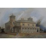 Early 19th century pencil and watercolour- view of Blackborough House, an Italianate country house w