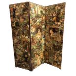 Highly decorative late Victorian three fold decoupage screen