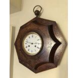 Mid-Nineteenth century French marquetry inlaid wall clock in decorative shaped case