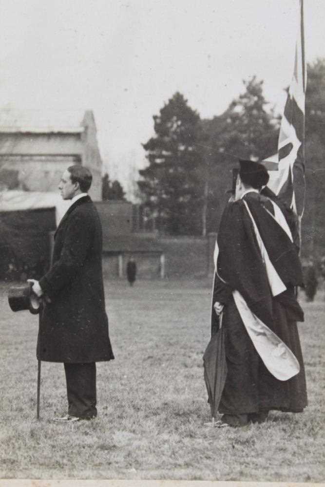 Wellington College, two Edwardian black and white photographs of King Alfonso XIII of Spain visiting - Image 2 of 3