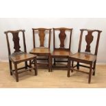 Four similar early 18th century oak dining chairs