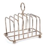 Large Edwardian silver six division toast rack