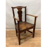 18th century fruitwood country elbow chair