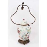 18th/19th century Chinese famille rose ormolu mounted lamp