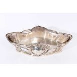 19th Century German silver jardiniere of shaped diamond form, with separate white metal liner