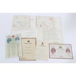 A group of Royal ephemera comprising King George V invitation to a Supper and ball at Balmoral to ce