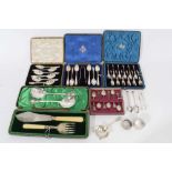 Various cased silver flatware and other items