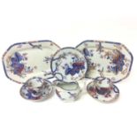 An extensive Spode part tea and dinner service comprising: side plates of three sizes (27), oval ash