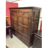 Substantial 17th / 18th century oak panelled vestment cupboard