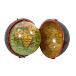 Fine late 18th / early 19th century terrestrial pocket globe, signed Minshulls charting the voyage o