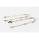 Pair of George III Newcastle silver sugar tongs, with bright cut engraved decoration,