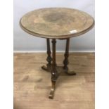 Victorian inlaid burr walnut veneered circular table
