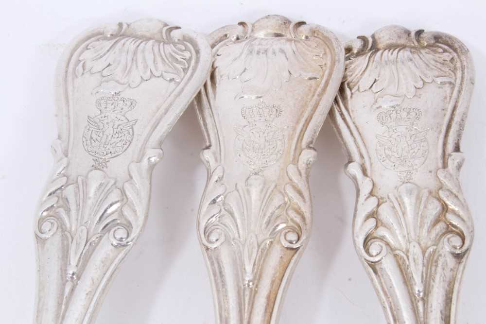 Six Early 19th Century German Silver Table Spoons, modified Kings pattern with fluted stems, from th - Image 2 of 8