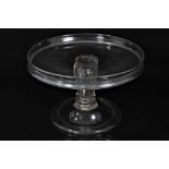 Georgian glass tazza, with circular galleried top, moulded stem, domed folded foot, 20cm diameter