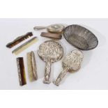Selection of early 20th century silver mounted dressing table items,