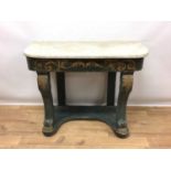 19th century marble topped painted console table