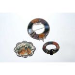 Three Scottish silver and agate/hard stone brooches