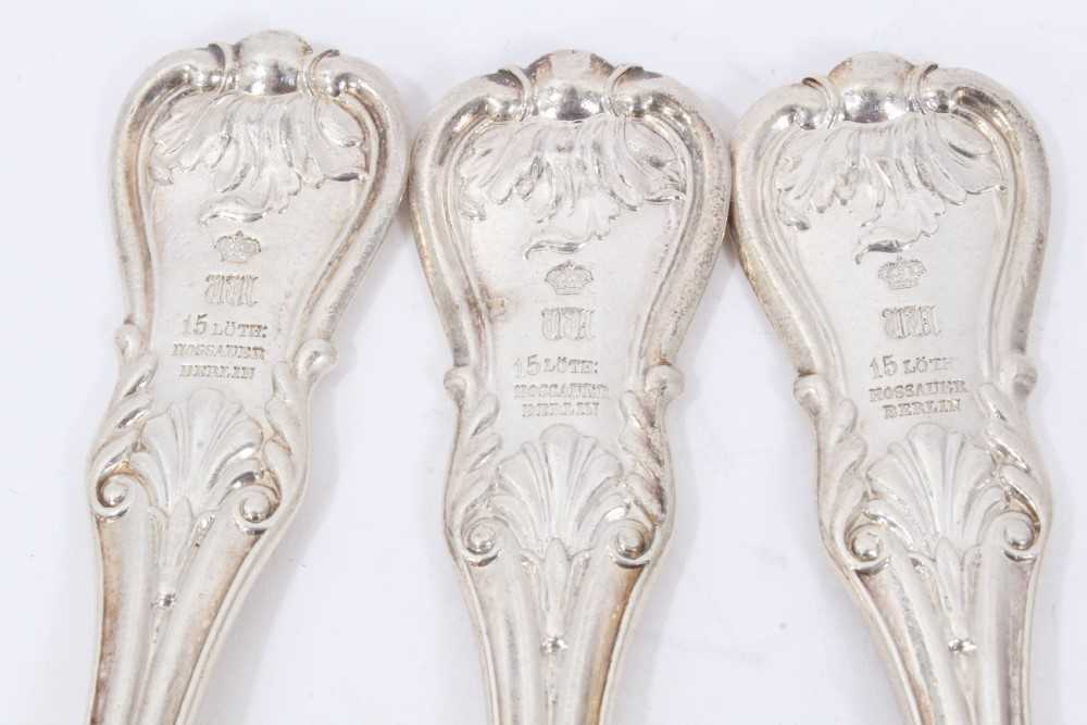 Six Early 19th Century German Silver Table Spoons, modified Kings pattern with fluted stems, from th - Image 4 of 8