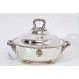 Fine quality, 19th century silver plated vegetable tureen of circular form,