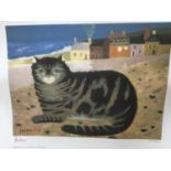 *Mary Fedden (1915-2012) signed limited edition print, 'Cat on a Cornish Beach', 1991, 424 / 500, pu