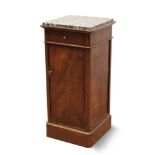 19th century French mahogany and marble top pot cupboard