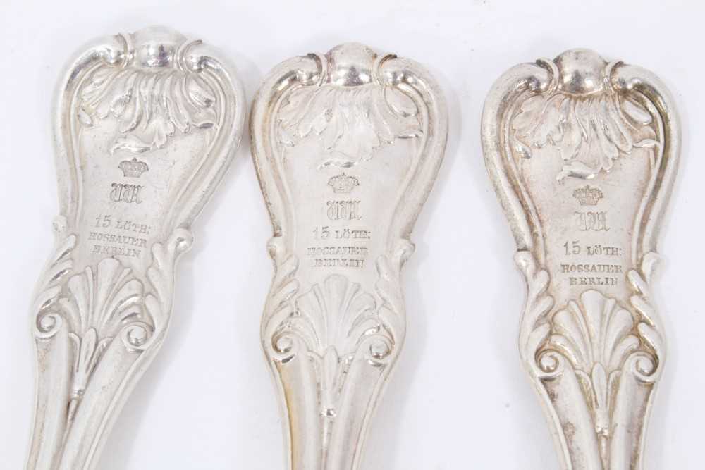 Six Early 19th Century German Silver Table Spoons, modified Kings pattern with fluted stems, from th - Image 4 of 8