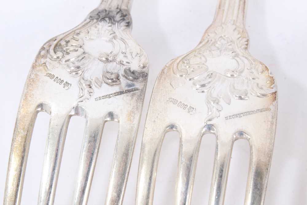 Six Late 19th/early 20th Century German Silver Dinner Forks, Rococo pattern, from the Royal Prussian - Image 6 of 8