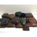 Collection of antique leather jewellery boxes various