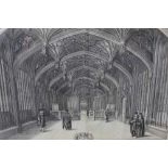 17th century black and white engraving - 'The inside of the Divinite Schoole in Oxford 1427...', pub