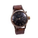 Rare WWII German Luftwaffe aviator's military wristwatch by Hanhart, the pilot's chronograph with ro