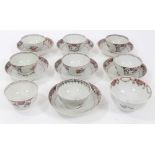 Chinese export tea bowls, saucers and sugar bowl (16 items)