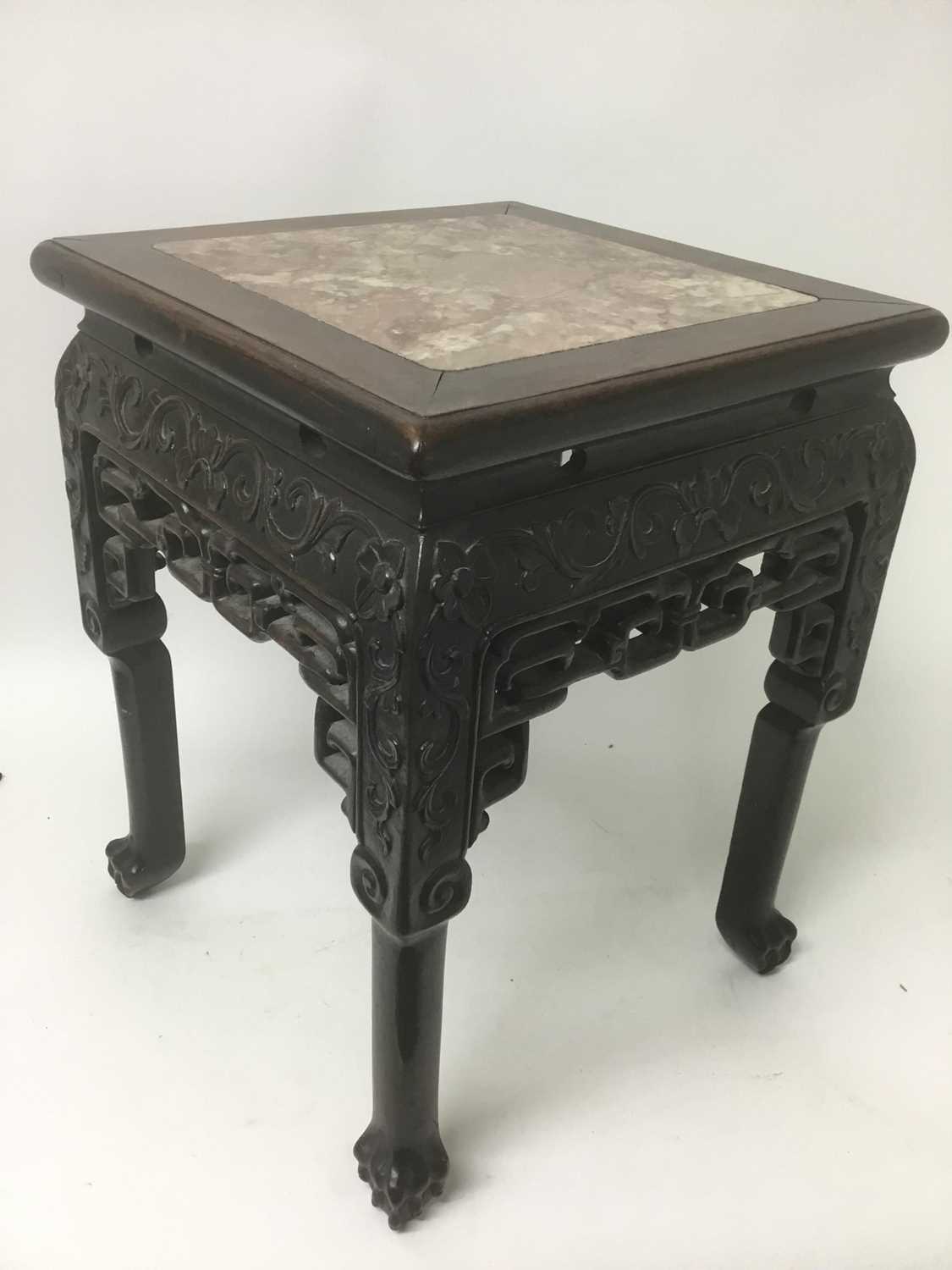 Good quality Chinese hardwood stand with marble top