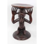 African tribal carved wood figural stools