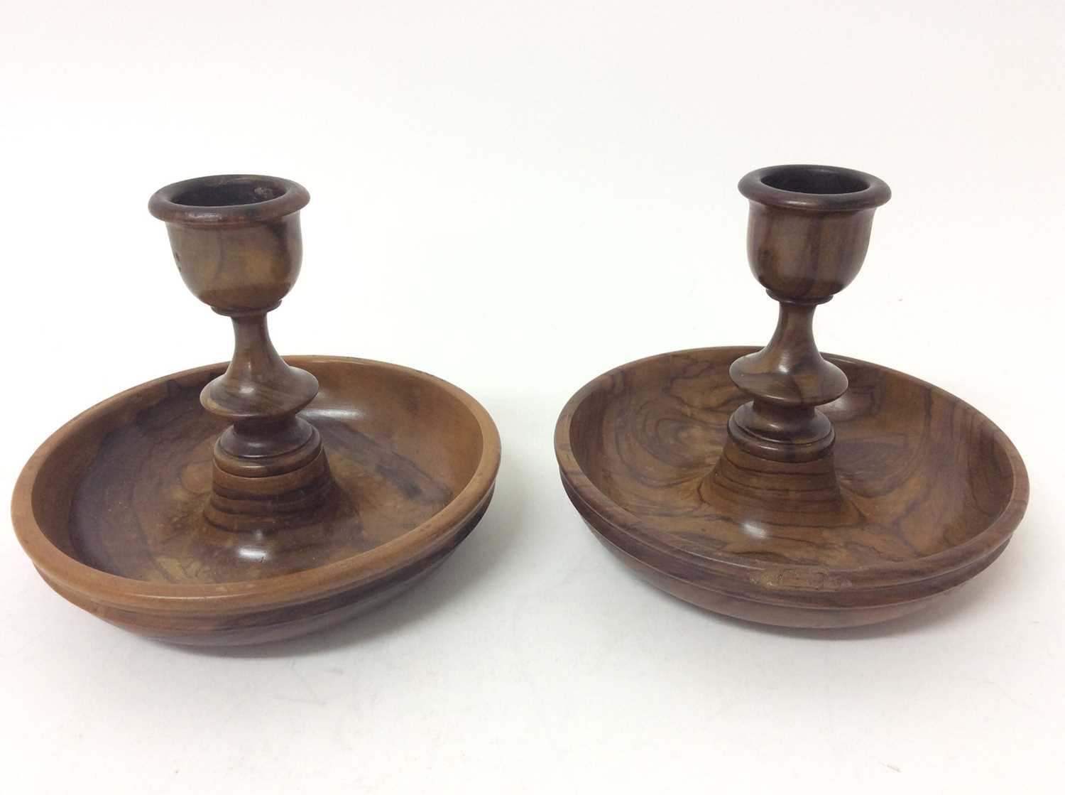 Pair of 18th century brass nut crackers together with a walnut Brighton bun collapsible pair of cand - Image 4 of 6