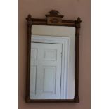 Regency gilt pier mirror with eagle surmount, reeded columns and floral rosettes, 80cm high x 48cm w