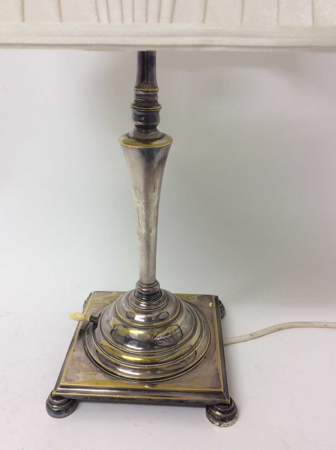 Pair of early 20th century silvered brass table lamps - Image 3 of 7