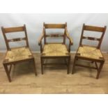 Set of eight mid 19th century oak country dining chairs