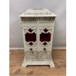 Victorian white painted cast iron conservatory heater, titled Veritas Stove, in the aesthetic taste,