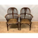 Pair of George III style fruitwood and elm windsor chairs
