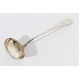 Victorian Scottish Provincial silver "Perth" fiddle pattern soup ladle,