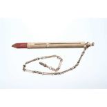 Sampson Morden 9ct gold propelling pencil on fancy link gold chain