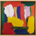 Fred Pollock (b.1937) acrylic on canvas - Petal, signed verso and dated '89, 105cm x 107cm, framed