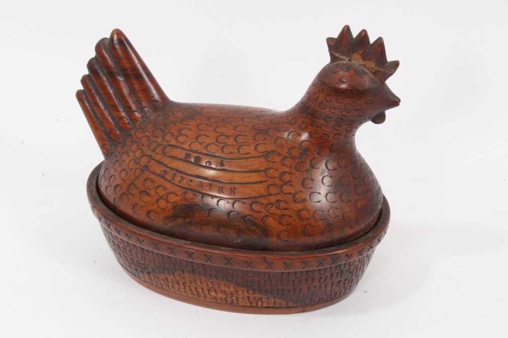 Unusual Pitcairn Island carved wooden hen