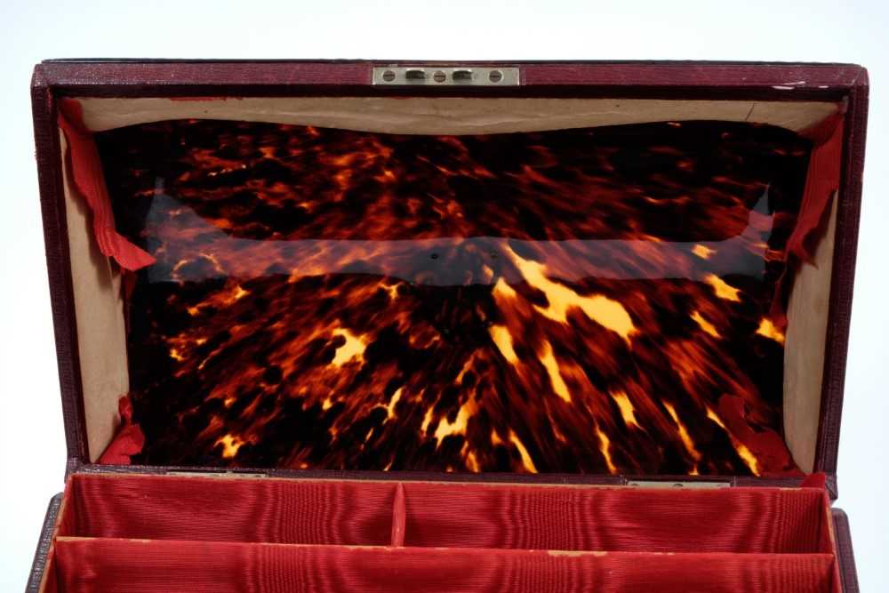 Early 20th century tortoiseshell and leather mounted stationery cabinet - Image 3 of 3