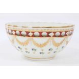 Pinxton porcelain bowl, c.1800, of round faceted form, decorated in enamels and gilt with swags and