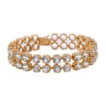 9ct gold aquamarine double row bracelet