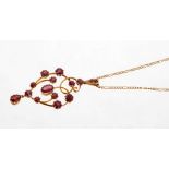 Edwardian garnet pendant on chain