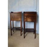 Near pair of Edwardian mahogany bedside cupboards