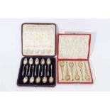 Two cased sets of Edwardian Silver gilt teaspoons.