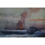 Attributed to Norman Wilkinson watercolour torpedo boats